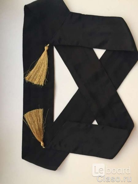 Пояс лента ткань черный кисти золото аксессуар ремень стиль мода бренд
